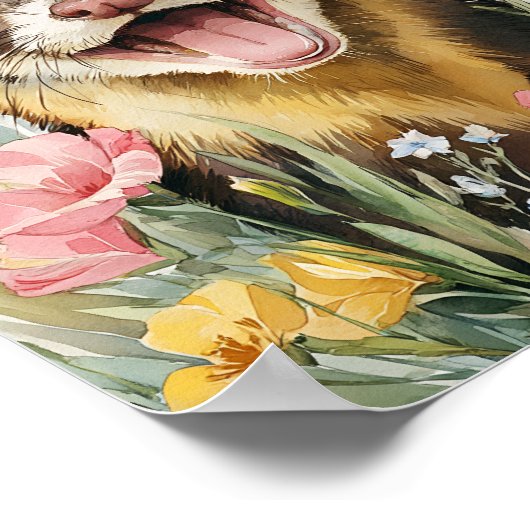 Lächeln an der Mauer - Niedliches Wasserfarbenglüc Poster (Ecke)