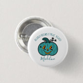 Lächeln Aquamariner Pumpkin Allergy Trick oder Tre Button (Vorne & Hinten)