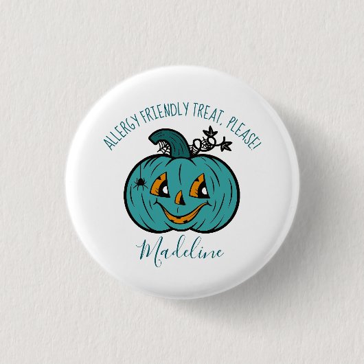 Lächeln Aquamariner Pumpkin Allergy Trick oder Tre Button (Vorderseite)