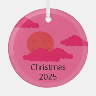 Lächeln, aufsteigende Sonne mit Popcorn Wolken: Fu Ornament Aus Glas