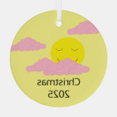 Lächeln, aufsteigende Sonne mit Popcorn Wolken: Ge Ornament Aus Glas (Rückseite)