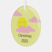 Lächeln, aufsteigende Sonne mit Popcorn Wolken: Ge Ornament Aus Glas (Vorderseite links)