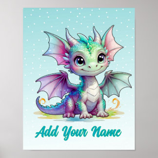 Lächeln Baby Dragon - Individuelle Name Poster