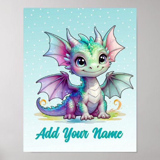 Lächeln Baby Dragon - Individuelle Name Poster (Vorne)