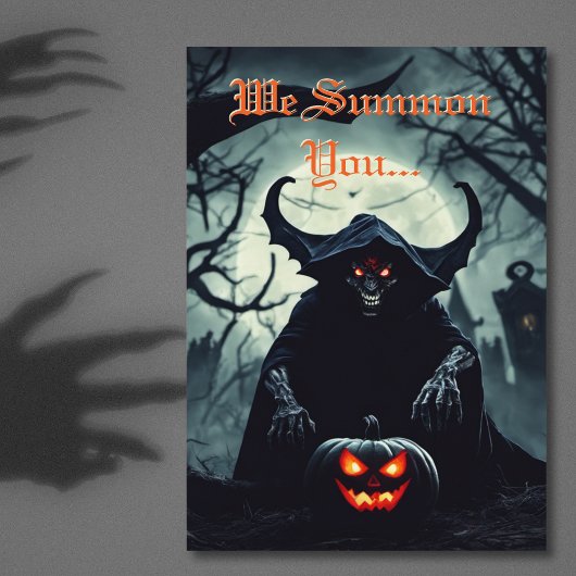 Lächeln Beängstigend Red Mit Augen Demon Halloween Einladung