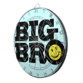 Lächeln Big Bro schwarz hellblau gelbe Dartscheibe (Vorderseite rechts)