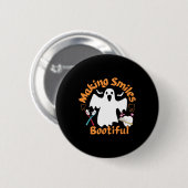 Lächeln bootiful Funny Ghost Dentist Hallowe Button (Vorne & Hinten)