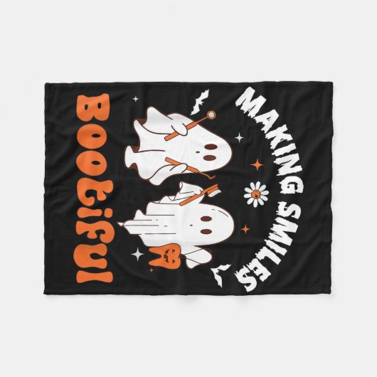Lächeln bootiful Funny Ghost Dentist Hallowe Fleecedecke (Vorderseite (Horizontal))