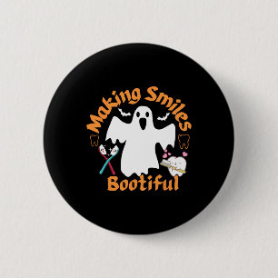 Lächeln Bootiful Lustiger Geist Zahnarzt Halloween Button