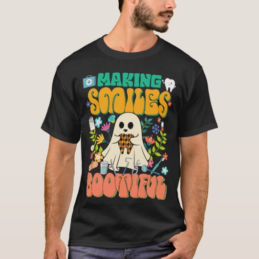Lächeln bootisch Niedliches Zahn Halloween T-Shirt (Vorderseite)