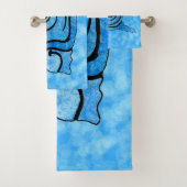 Lächeln Bright Aqua Blue Cartoon Snail Gemustert Badhandtuch Set (Insitu)