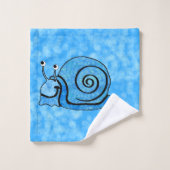 Lächeln Bright Aqua Blue Cartoon Snail Gemustert Badhandtuch Set (Waschlappen)