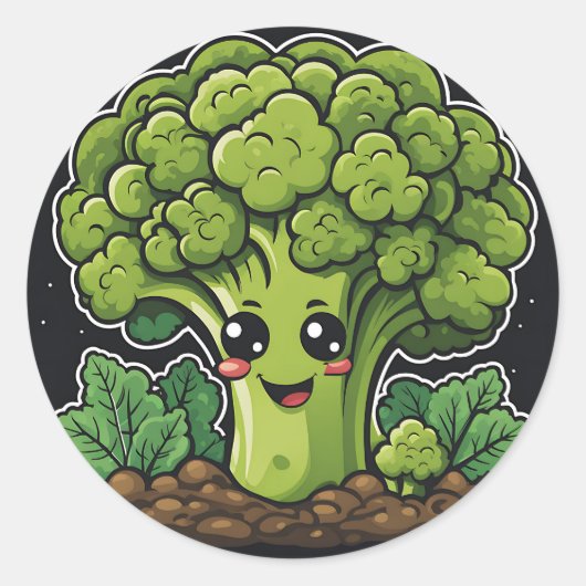 Lächeln Broccoli Garden Runder Aufkleber (Vorderseite)