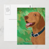 Lächeln Brown Vizsla auf grünem Hintergrund Postkarte (Vorne/Hinten)