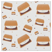 Lächeln Brown White Illustriert S'more Muster Stoff (Nahaufnahme)