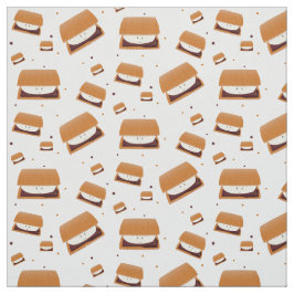 Lächeln Brown White Illustriert S'more Muster Stoff