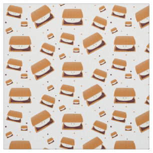 Lächeln Brown White Illustriert S'more Muster Stoff