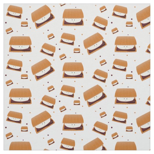 Lächeln Brown White Illustriert S'more Muster Stoff (Muster)