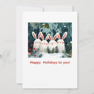 Lächeln Bunnies Weihnachts Custom Holiday Card Feiertagskarte
