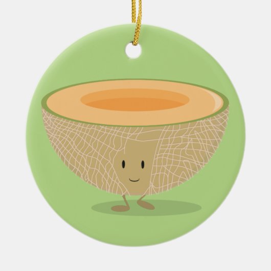 Lächeln Cantaloupe Frucht Weihnachten Keramik Ornament (Vorne)