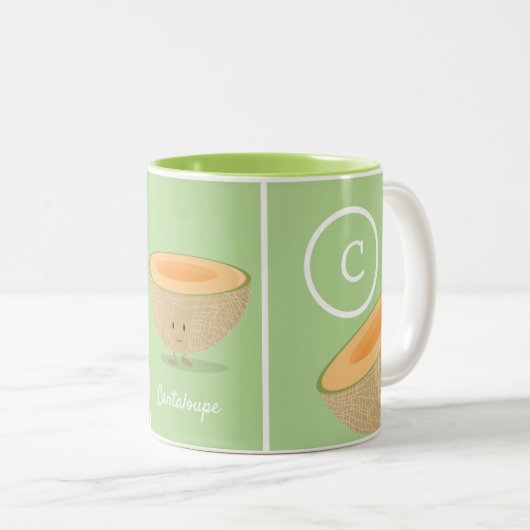Lächeln Cantaloupe Monogram Melon Food Zweifarbige Tasse (VorderseiteRechts)