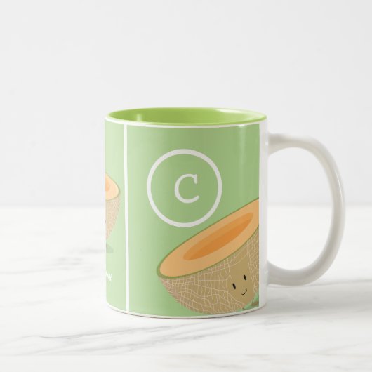 Lächeln Cantaloupe Monogram Melon Food Zweifarbige Tasse (Rechts)