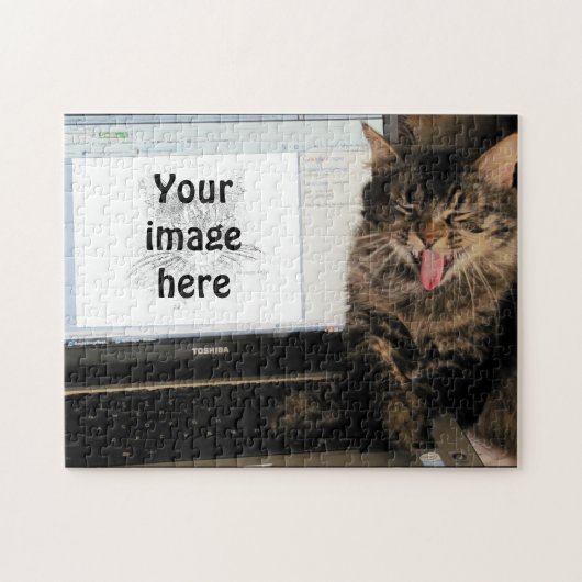 Lächeln Cat Meme your Image auf Computer Puzzle (Horizontal)