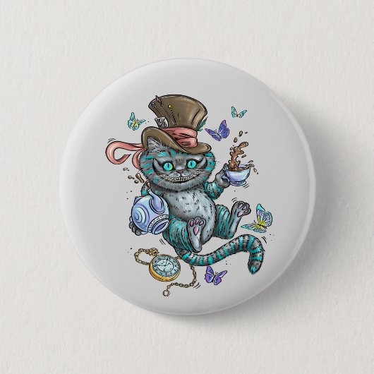 Lächeln Cheshire Cat Button (Vorderseite)