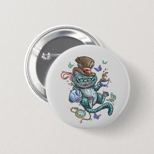 Lächeln Cheshire Cat Button (Vorne & Hinten)