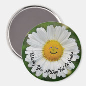 Lächeln Daisy Round Magnet (Vorderseite/Rückseite)