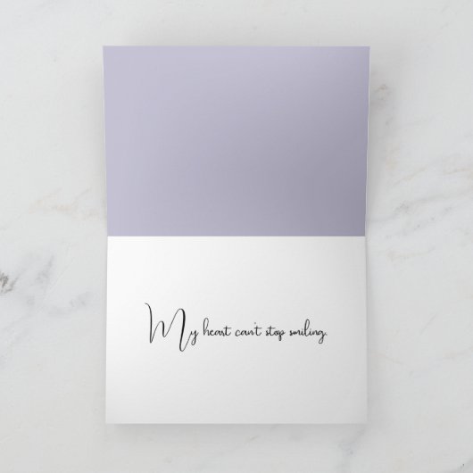 Lächeln danke, dass du Lila herumhörst Dankeskarte (Innenseite)