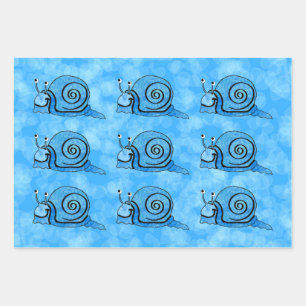 Lächeln der blauen Gefärbte Krawatte schaut Schnec Geschenkpapier Set