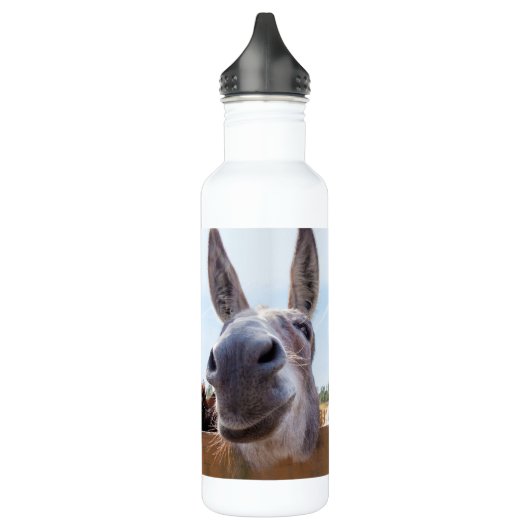 Lächeln der Donkey mit einer Albernen Grin-Wasser- Trinkflasche (Links)