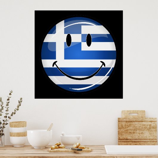 Lächeln der griechischen Flagge Poster (Küche)