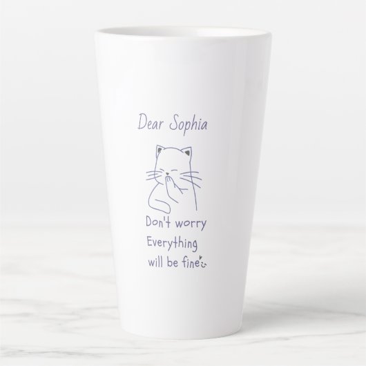 Lächeln der Katze mit Botschaft Milchtasse (Vorderseite)