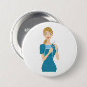 Lächeln der Krankenschwester mit Spritze Button (Vorne & Hinten)