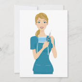 Lächeln der Krankenschwester mit Spritze Einladung (Vorderseite)