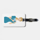 Lächeln der Krankenschwester mit Spritze Gepäckanhänger (Rückseite horizontal)