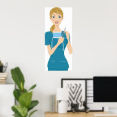 Lächeln der Krankenschwester mit Spritze Poster (Heimbüro)