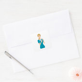 Lächeln der Krankenschwester mit Spritze Quadratischer Aufkleber