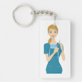 Lächeln der Krankenschwester mit Spritze Schlüsselanhänger (Vorderseite)