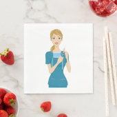 Lächeln der Krankenschwester mit Spritze Serviette (Beispiel)