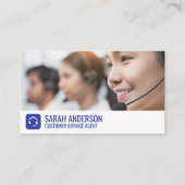 Lächeln der Mitarbeiter im Call Center | Logokombi Visitenkarte (Vorderseite)