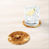 Lächeln der Sonne vom NASA-Solarbeobachter Runder Pappuntersetzer (Vor Ort)