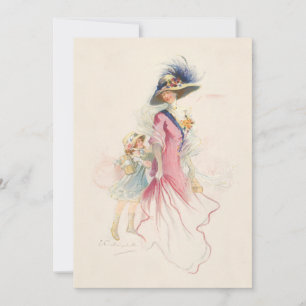 Lächeln der Viktorianischen Mutter- und Tochter-Ur Feiertagskarte