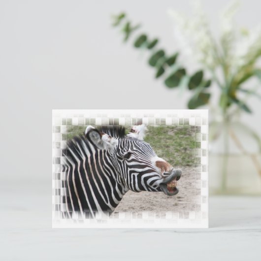 Lächeln der Zebra Postkarte (Stehend Vorderseite)