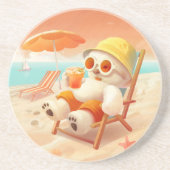 Lächeln Dog - Strandmodus eingeschaltet Getränkeuntersetzer (Vorne)