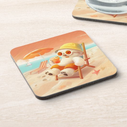 Lächeln Dog - Strandmodus eingeschaltet Getränkeuntersetzer (Linke Seite)