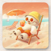 Lächeln Dog - Strandmodus eingeschaltet Getränkeuntersetzer (Vorderseite)