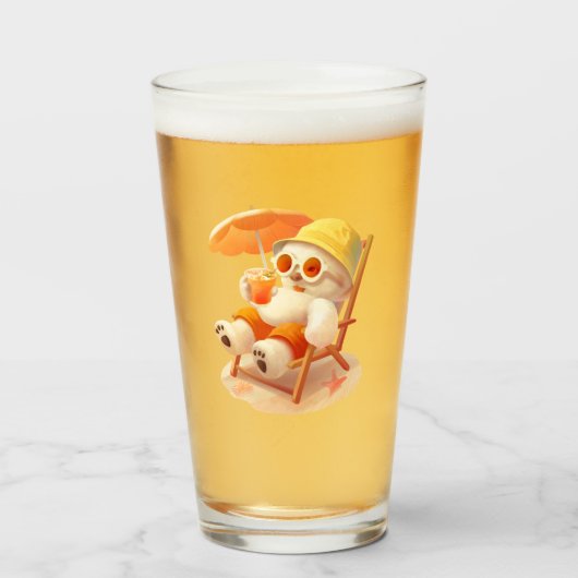 Lächeln Dog - Strandmodus eingeschaltet Glas (Vorne (Gefüllt))